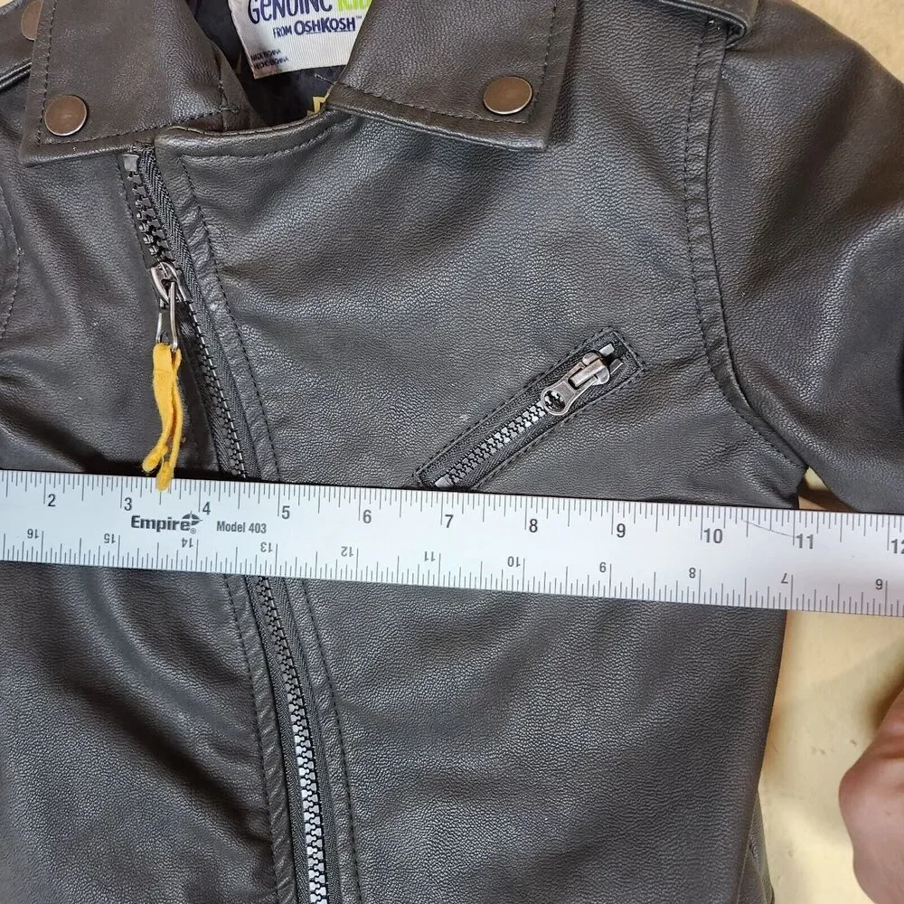 Genuine Kids by OshKosh‎ black Faux Leather Lined biker Jacket 12 months